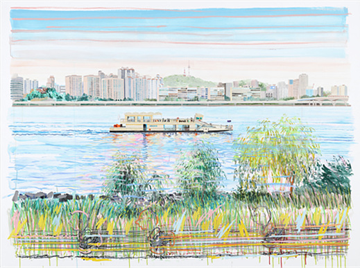 봄나들이, Acrylic on paper, 117x155cm, 2015