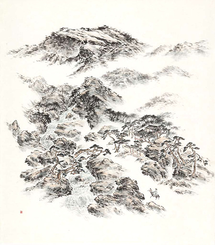 무계정사, 한지에 수묵담채, 84 X73cm, 2015