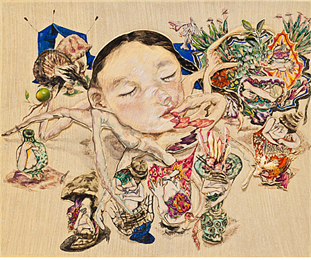 안아주는 손/ 장판지에 채색/ 38.5x46㎝/ 2015