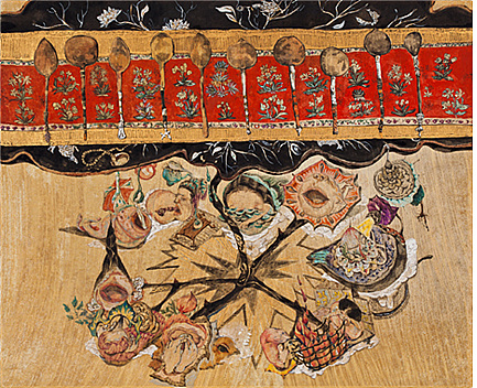 열개의 숟가락/ 장판지에 채색/ 61.5x74cm
