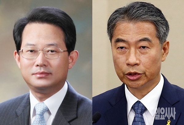 새누리당 대구동갑에 출마한 '친유승민계' 류성걸 후보(사진 왼쪽)와 '친박계' 정종섭 후보가 최근 각종 여론조사에서 혼전 양상을 보이고 있는 것으로 나타났다.