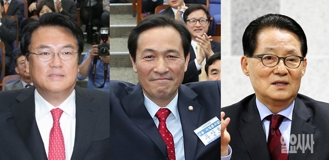 (사진 왼쪽부터) 새누리당 정진석·더불어민주당 우상호·국민의 당 박지원 원내대표