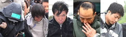 (사진 왼쪽부터) 강호순, 김길태, 박춘풍, 오원춘, 조성호