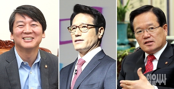 (사진 왼쪽부터) 안철수 국민의당 상임공동대표, 정병국 새누리당 의원, 정의화 전 국회의장