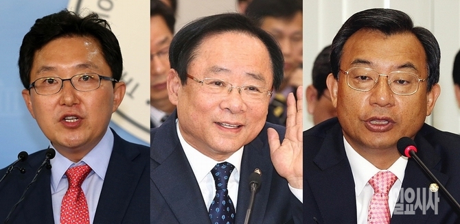 (사진 왼쪽부터) 김용태·이주영·이정현 새누리당 의원