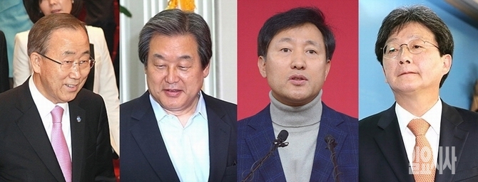 (사진 왼쪽부터) 반기문 유엔사무총장, 김무성 새누리당 전 대표, 오세훈 전 서울시장, 유승민 새누리당 의원