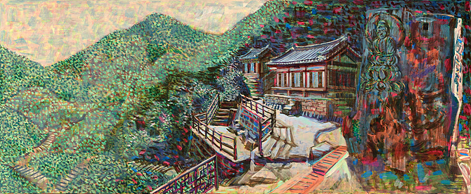 경주 칠불암_2016_캔버스에 유채_75x182cm