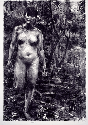 민정기_숲에서-6, 1986, 석판화, 90x60cm