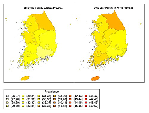 전국 비만 유병률 지도 ⓒ뉴시스