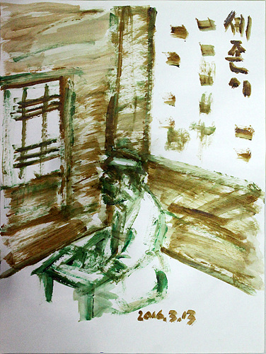 안평, 60.5x45.7cm,종이위 아크릴릭, Acrylic on paper,2016