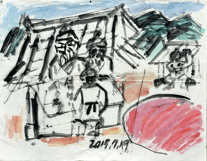 석보상절,71x90.5cm, 한지 위 아크릴, Acrylic on korean paper, 2015