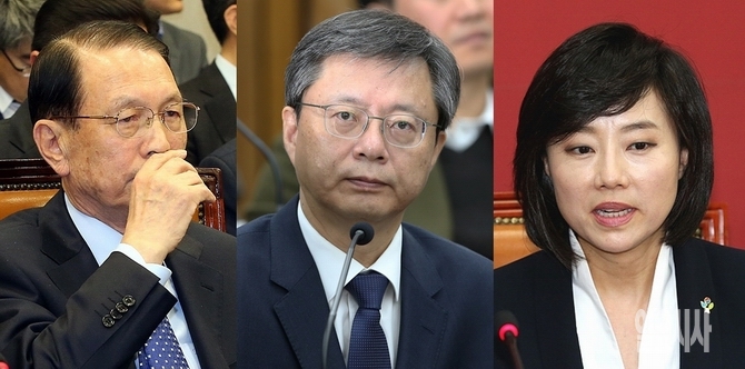 (사진 왼쪽부터) 김기춘 전 대통령 비서실장, 우병우 전 청와대 민정수석, 조윤선 문화체육부장관