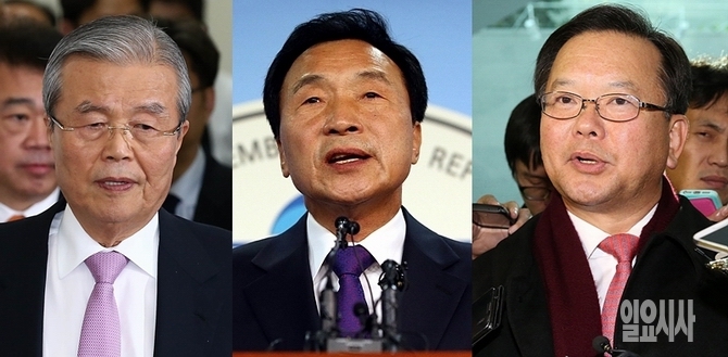(사진 왼쪽부터) 김종인 전 더민주 비대위원장, 손학규 전 더민주 대표, 김부겸 더민주 의원