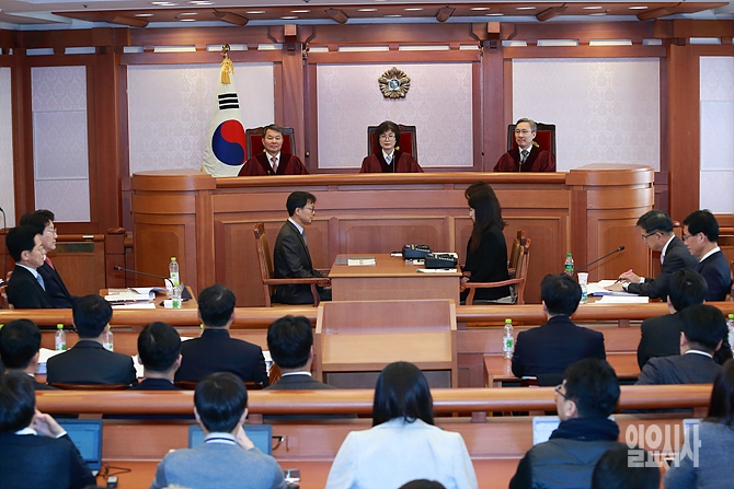 심리 중인 헌법재판소 재판관들 <사진=사진공동취재단>