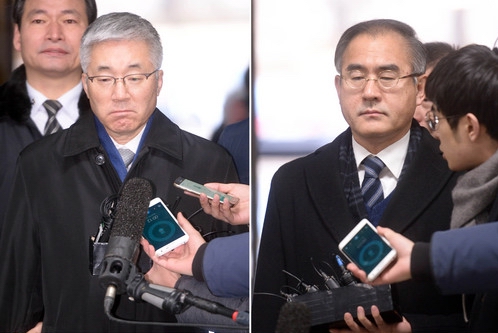 12일, 구속영장이 발부된 김종덕 전 문체부장관(사진 왼쪽). 김상률 전 청와대 교육문화수석은 기각됐다.