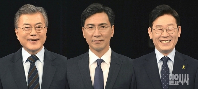 (사진 왼쪽부터) 문재인 전 더불어민주당 대표, 안희정 충남도지사, 이재명 성남시장 <사진=국회사진취재단>