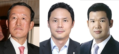(사진 왼쪽부터)허창수 GS회장, 허준홍 GS칼텍스 전무, 허윤홍 GS건설 전무