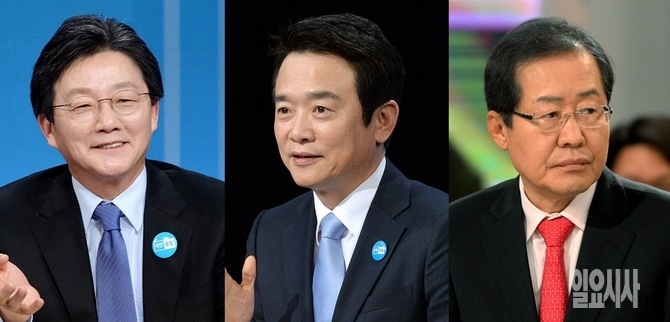 (사진 왼쪽부터)유승민 바른정당 의원,남경필 경기도지사(바른정당 소속), 홍준표 경남도지사(자유한국당 소속)