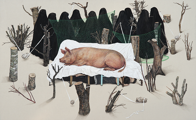 얇은 찬양_2017_ 100x162cm_ Korean paint on Linen <자료 및 사진=아라리오 갤러리>