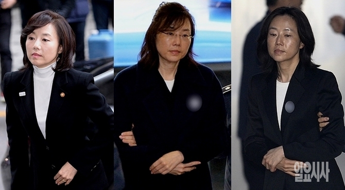 (사진 왼쪽부터)장관 시절의 지난 1월17일, 구속수감된 1월30일, 4월12일 조윤선 전 장관의 모습