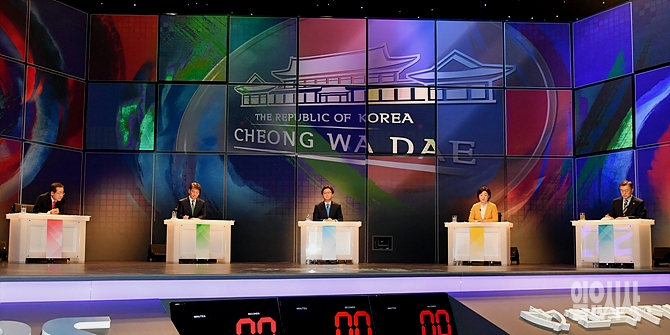 한국기자협회·SBS 공동 주최 TV 첫 합동토론회 갖는 5명의 대선후보들 <사진=국회사진취재단>