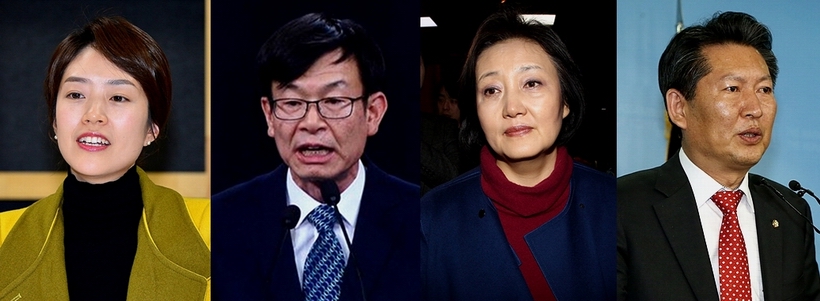 (사진 왼쪽부터)고민정 전 KBS 아나운서, 김상조 한성대 교수, 박영선 더불어민주당 의원, 정청래 전 더불어민주당 의원