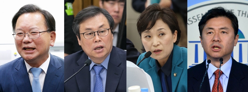(사진 왼쪽부터)김부겸 행자부장관·도종환 문체부장관·김현미 국토부·김영춘 해수부장관 후보자