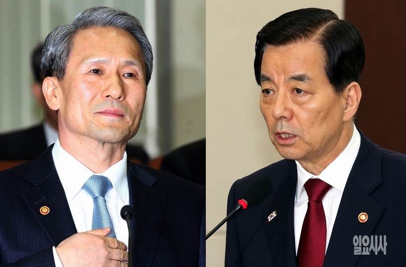 김관진 전 청와대 국가안보실장과 한민구 국방부장관