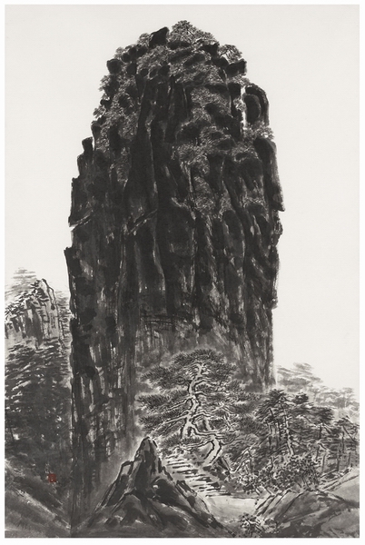 류재춘 묵산(墨山), 한지에 수묵. 127.5x191cm