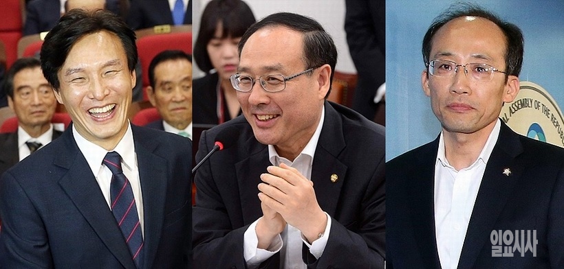 (사진 왼쪽부터)김민석 전 더불어민주당 의원, 오세정 국민의당 의원, 추경호 자유한국당 의원