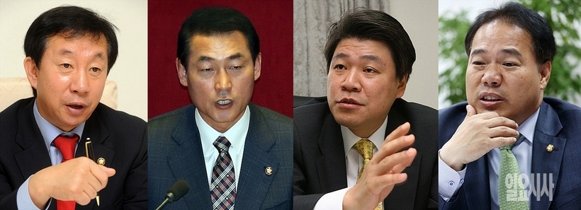 (사진 왼쪽부터)김성태(자유한국당)·황영철(바른정당)·장제원(자유한국당)·이용주(국민의당) 의원