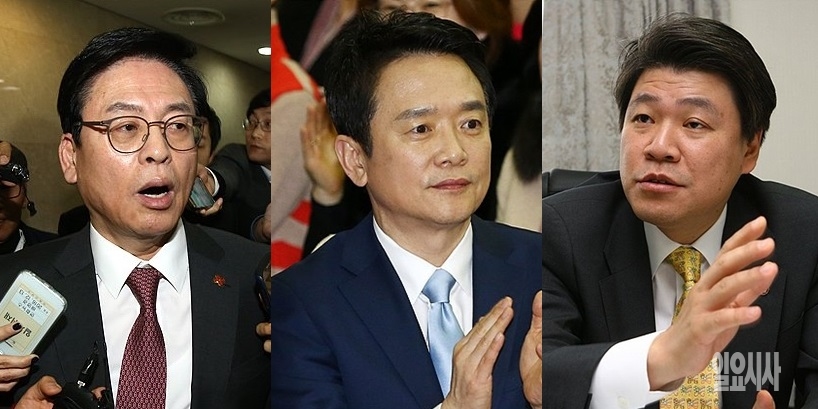 (사진 왼쪽부터)정우택 자유한국당 원내대표, 남경필 경기도지사, 장제원 자유한국당 의원