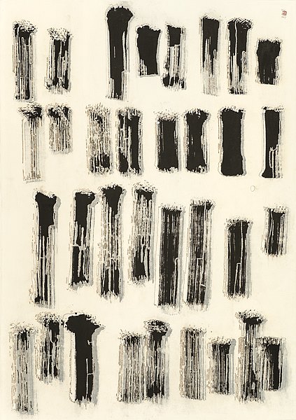Phasing, 2017, mixed media on mulberry Hanji paper, 205 x 145cm