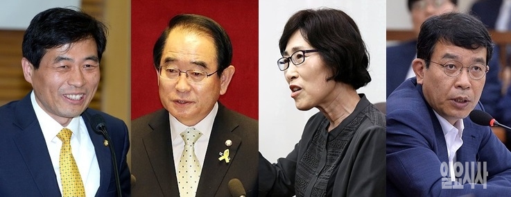 (사진 왼쪽부터)김민기(더불어민주당)·박명재(자유한국당)·김삼화(국민의당)·김종대(정의당) 의원