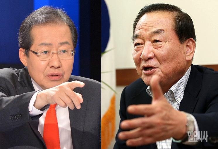 홍준표 자유한국당 대표와 '친박계 맏형' 서청원 의원