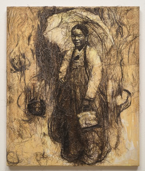 10 가나아트, 황재형, 변매화, 2017년 7월, 캔버스에 머리카락, 60.6x50cm