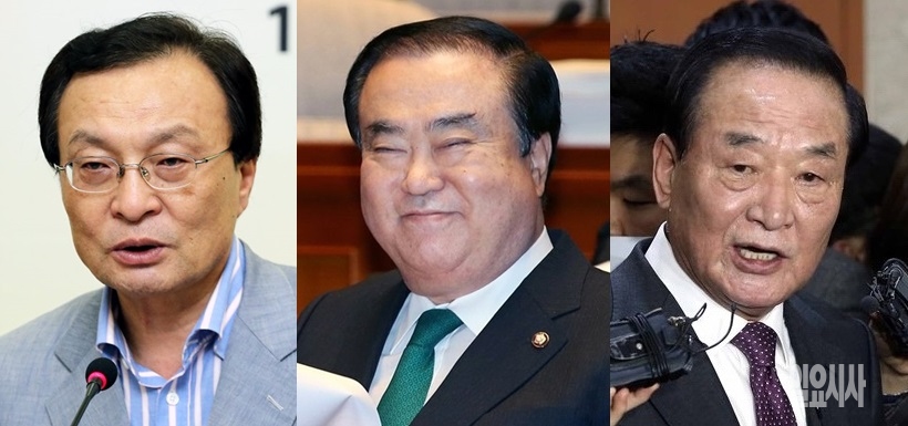 (사진 왼쪽부터)이해찬·문희상(더불어민주당)·서청원 자유한국당 의원