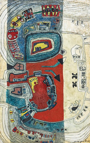 눈길을 끄는 광장 (Watched Space), 1967, 판넬에 석고, 호분, 수지, 수채, 아크릴, 162 x 102 cm