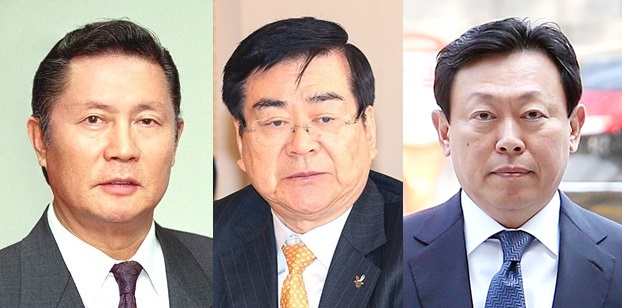 (사진 왼쪽부터)허광수 삼양인터내셔날 회장, 조양호 한진그룹 회장, 신동빈 롯데그룹 회장