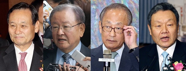 (사진 왼쪽부터)이팔성 전 우리금융지주 회장, 강만수 전 산업은행 회장