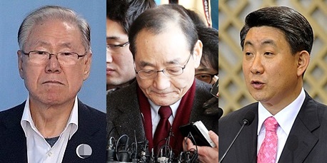 (사진 왼쪽부터)김백준 전 청와대 총무기획관, 김효재 전 청와대 정무수석, 이동관 전 청와대 대변인
