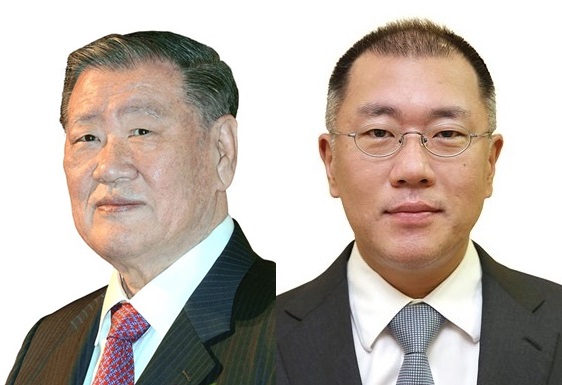 정몽구 현대차그룹 회장과 정의선 현대차 부회장