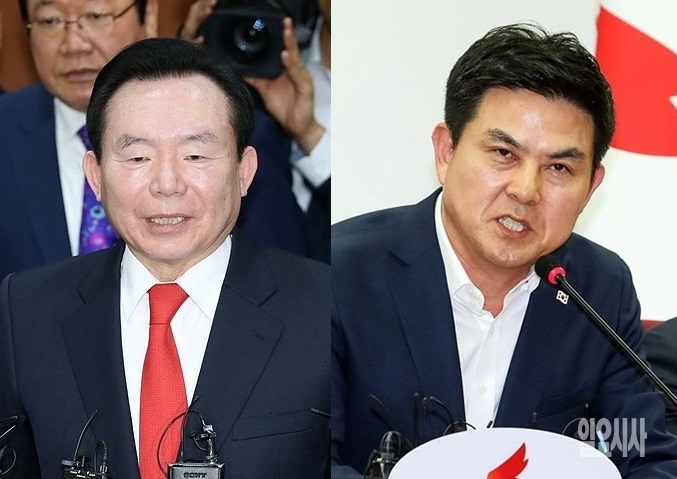 이인제 자유한국당 상임고문(사진 왼쪽)과 김태호 전 경남도지사