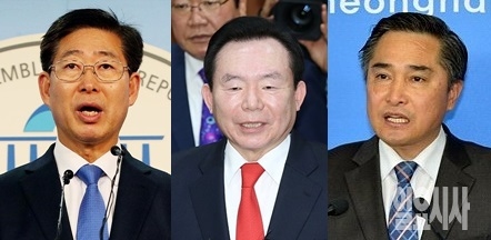 (사진 왼쪽부터)양승조 전 더불어민주당 의원, 이인제 자유한국당 고문, 김용필 전 바른미래당 충남도의원