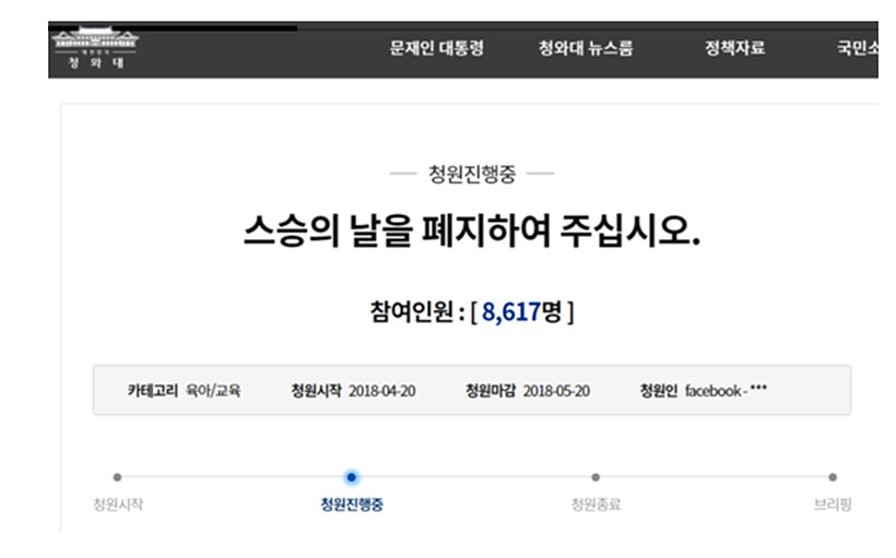 스승의날 폐지 청원글 올라온 청와대