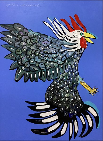 세상에서 가장 힘쎈 수탉, 138x125cm_acrylic on canvas, 2018