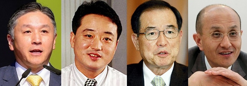 (사진 왼쪽부터)오뚜기 함영준 회장, 코오롱 이웅렬 회장, 박성용 금호아시아나그룹 명예회장, 남승우 풀무원 대표