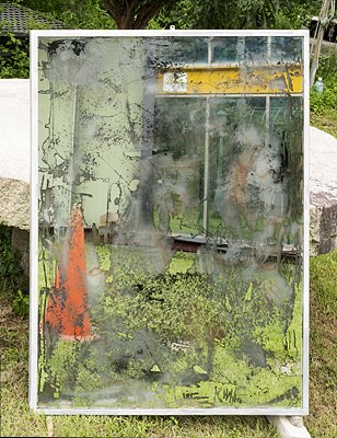 이열_거울형 회화-배꼽에 어루쇠를 붙이다._Mixed Media_90.0x120.5cm_2017.09