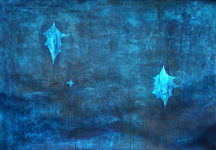 Unkyung Hur, SW-1, 2018, rice papce, natural pigment, acrylic, 148 x 210 cm