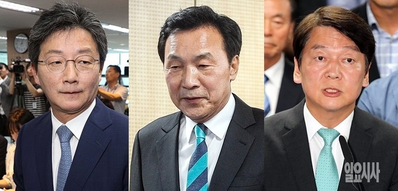 (사진 왼쪽부터)유승민 바른미래당 전 공동대표, 손학규 상임고문, 안철수 전 서울시장 후보